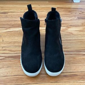 Steve Madden Black Suede Wedge High Top Sneakers